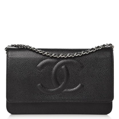Chanel Caviar Timeless CC Wallet On Chain WOC Black 1 of 11