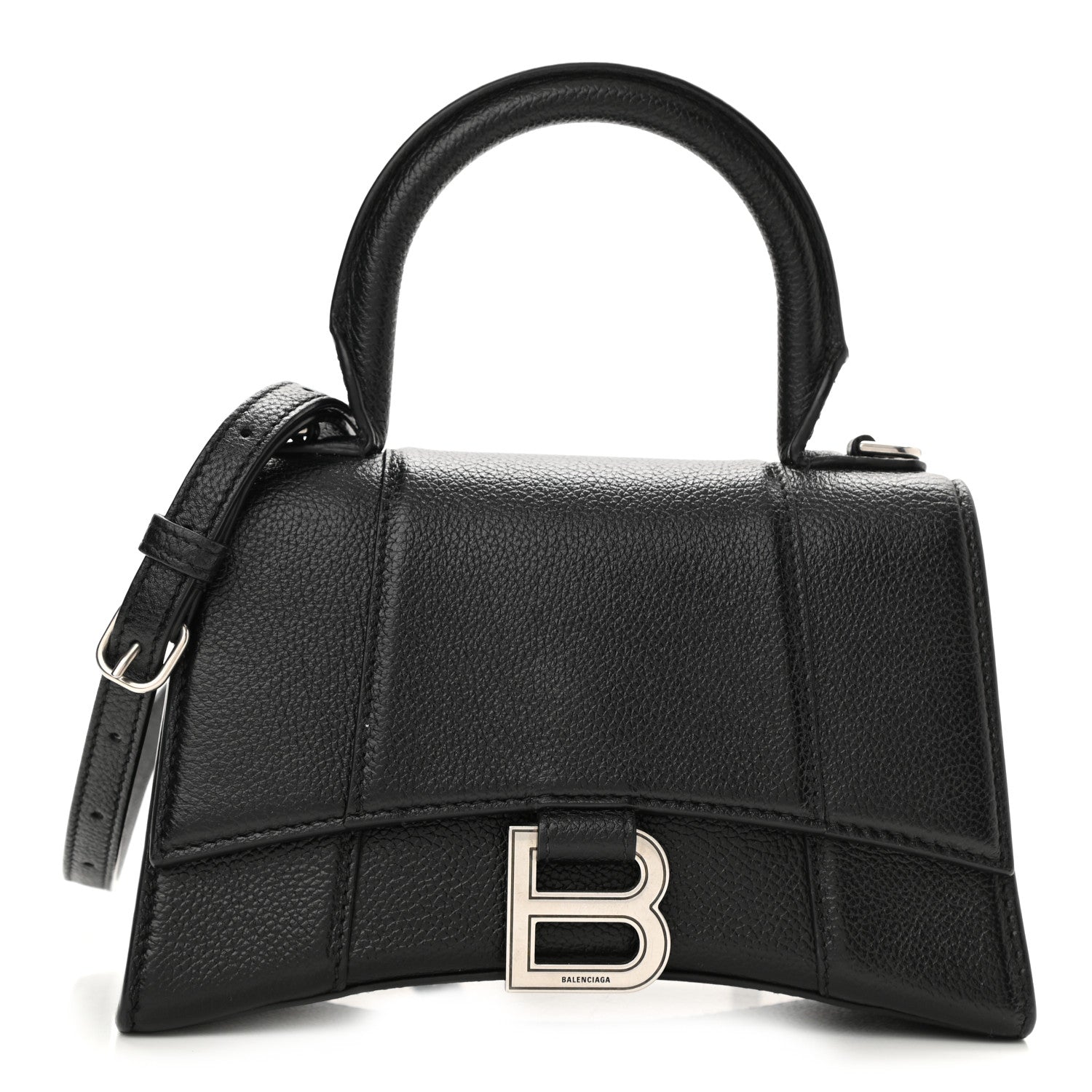 Balenciaga Grained Calfskin Hourglass Top Handle Bag XS Black 1 of 11