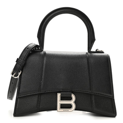 Balenciaga Grained Calfskin Hourglass Top Handle Bag XS Black 1 of 11