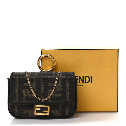 Fendi Fabric Jacquard FF 1974 Nano Baguette Charm Tobacco Moro Black 9 of 9
