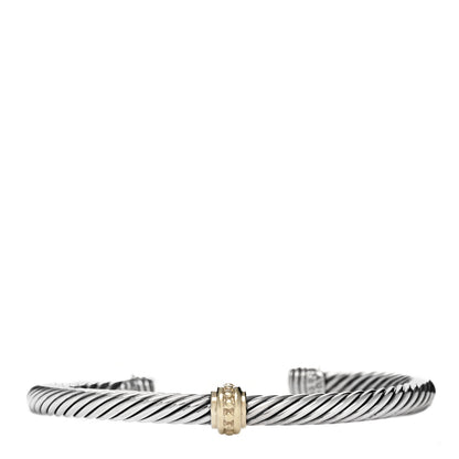 David Yurman Sterling Silver 14K Yellow Gold 5mm Station Cable Bracelet 1 of 3