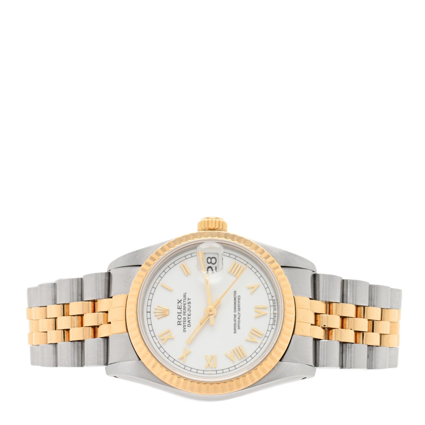Stainless Steel 18K Yellow Gold 31mm Oyster Perpetual Datejust Watch White Roman 68273