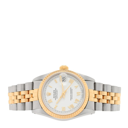 Rolex Stainless Steel 18K Yellow Gold 31mm Oyster Perpetual Datejust Watch White Roman 68273 2 of 4