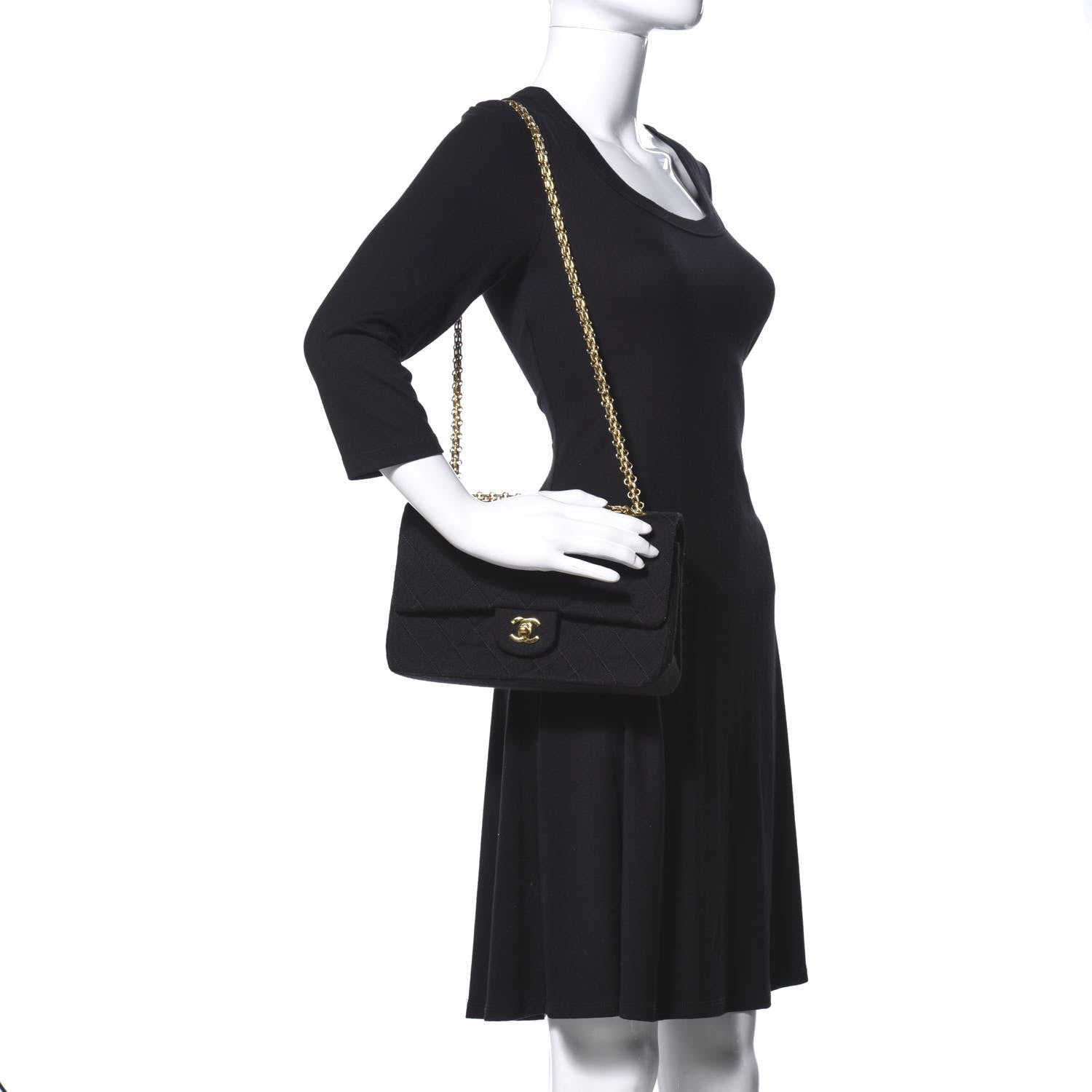 Chanel Jersey Quilted Medium Double Flap Black 2 of 19