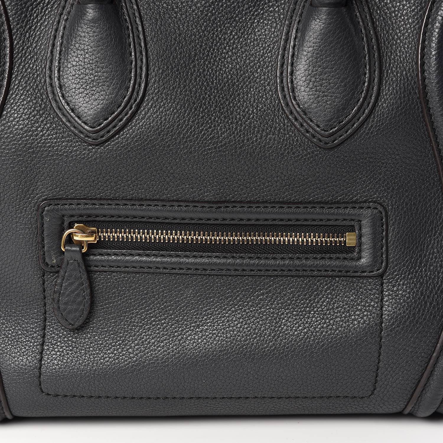 Celine Drummed Calfskin Mini Luggage Anthracite 9 of 18