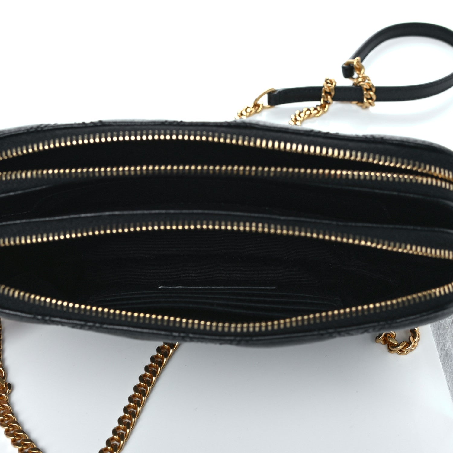 Saint Laurent Grained Lambskin Quilted Mini Becky Double Zip Bag Black 7 of 16