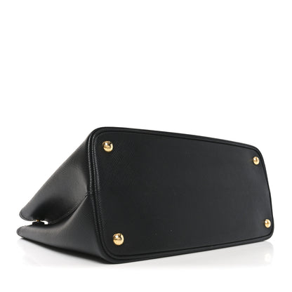 Prada Saffiano Cuir Medium Double Bag Black Fuoco 4 of 9