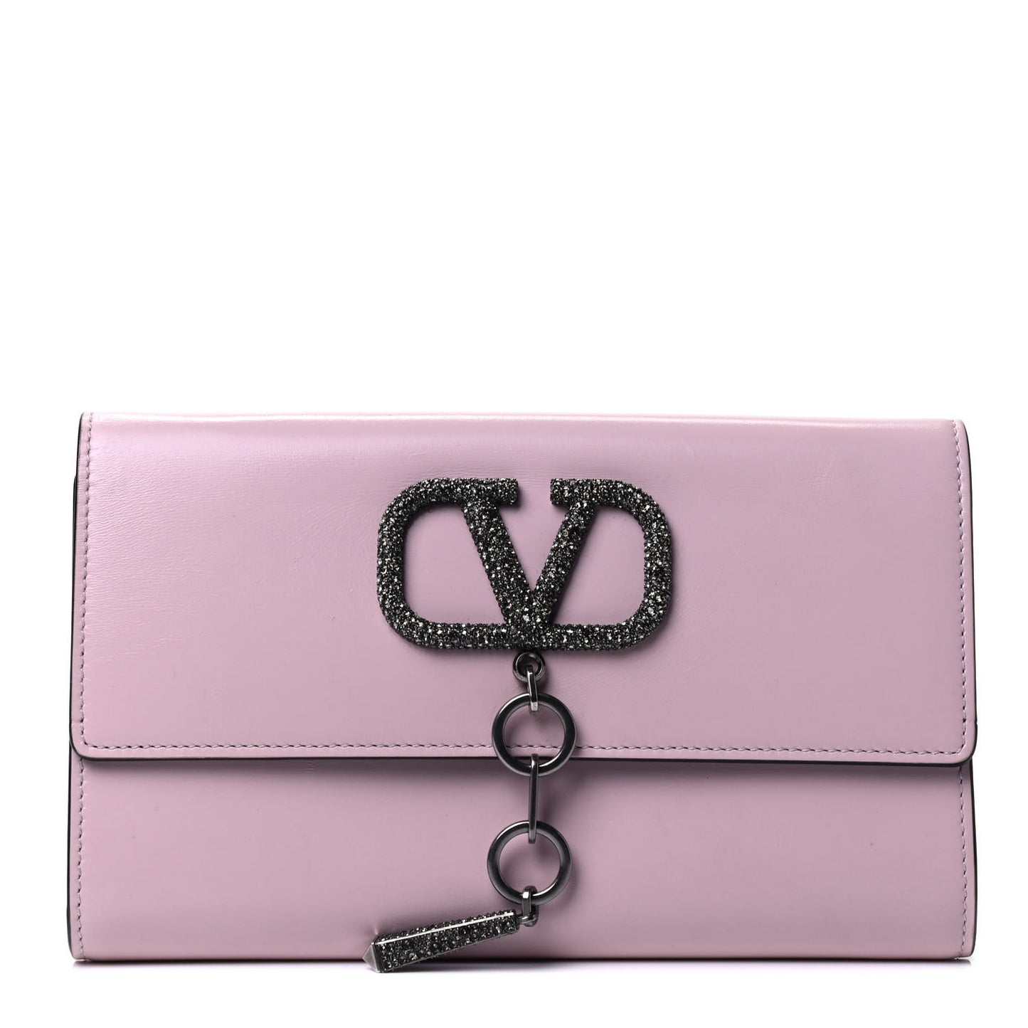 Calfskin VCase Chain Wallet Bag Pink