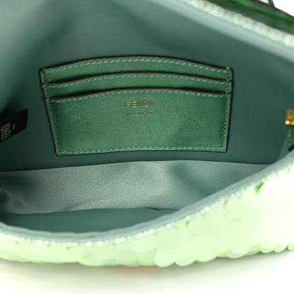 Fendi Satin Paillettes Catalan Mirror Mini Baguette 1997 Green 5 of 10