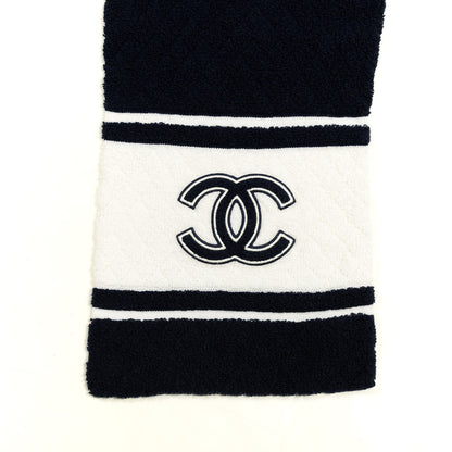 Chanel Cashmere CC Quilted Scarf Navy White 3 of 4