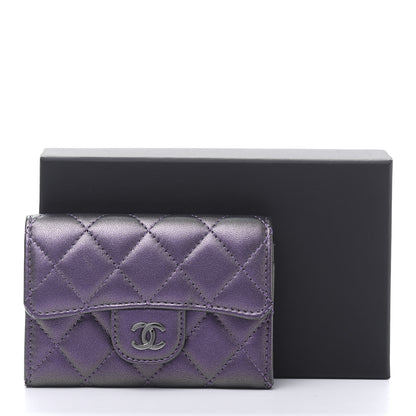 Chanel Iridescent Lambskin Quilted Flap Card Holder Purple 11 of 11