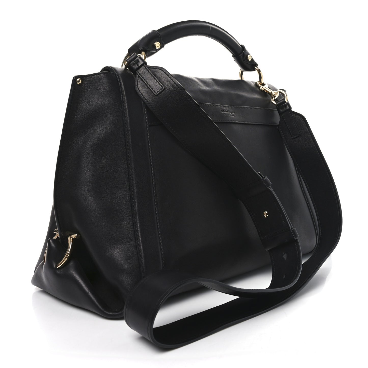 Calfskin Sofia Rainbow Top Handle Bag Black
