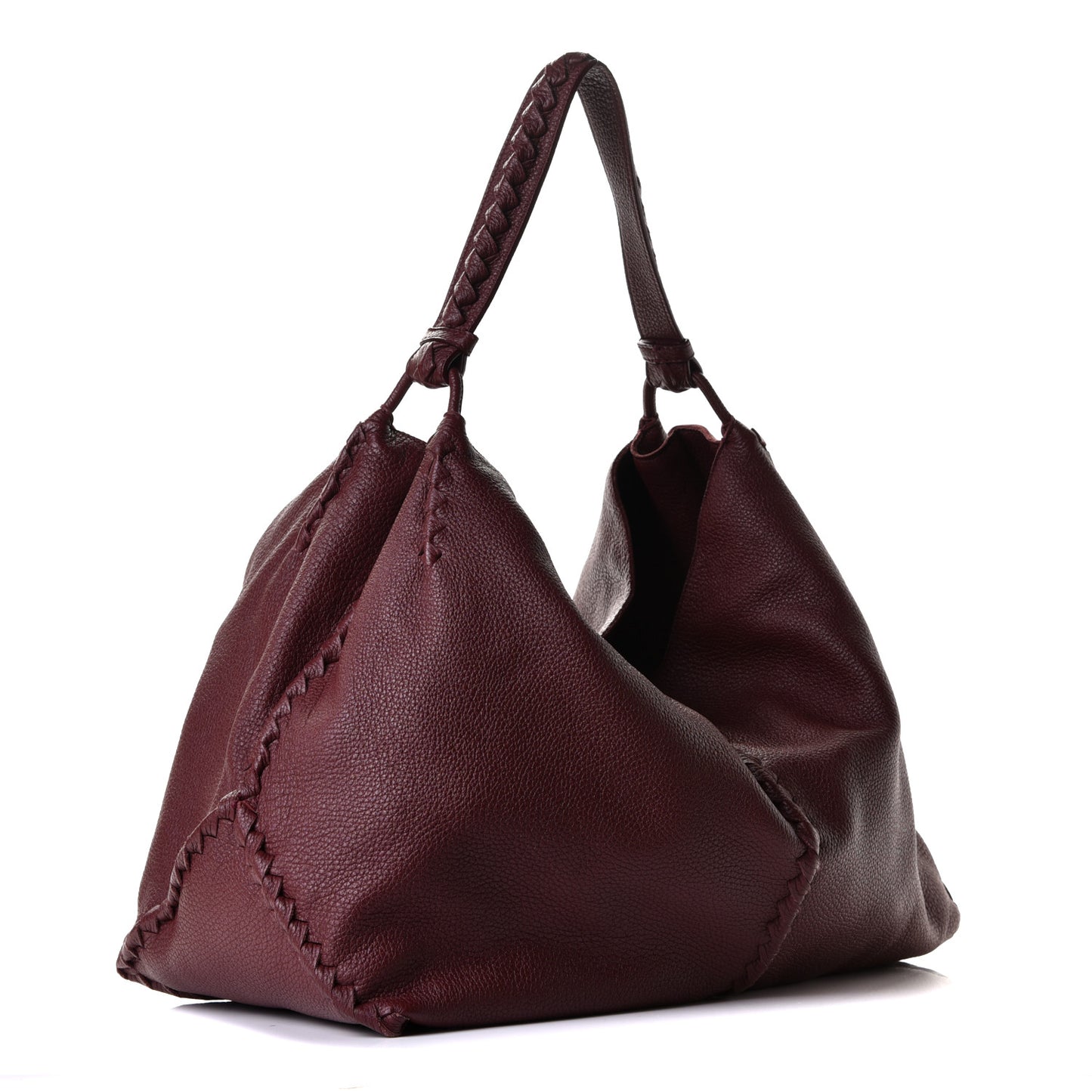Washed Cervo Deerskin Large Hobo Burgundy