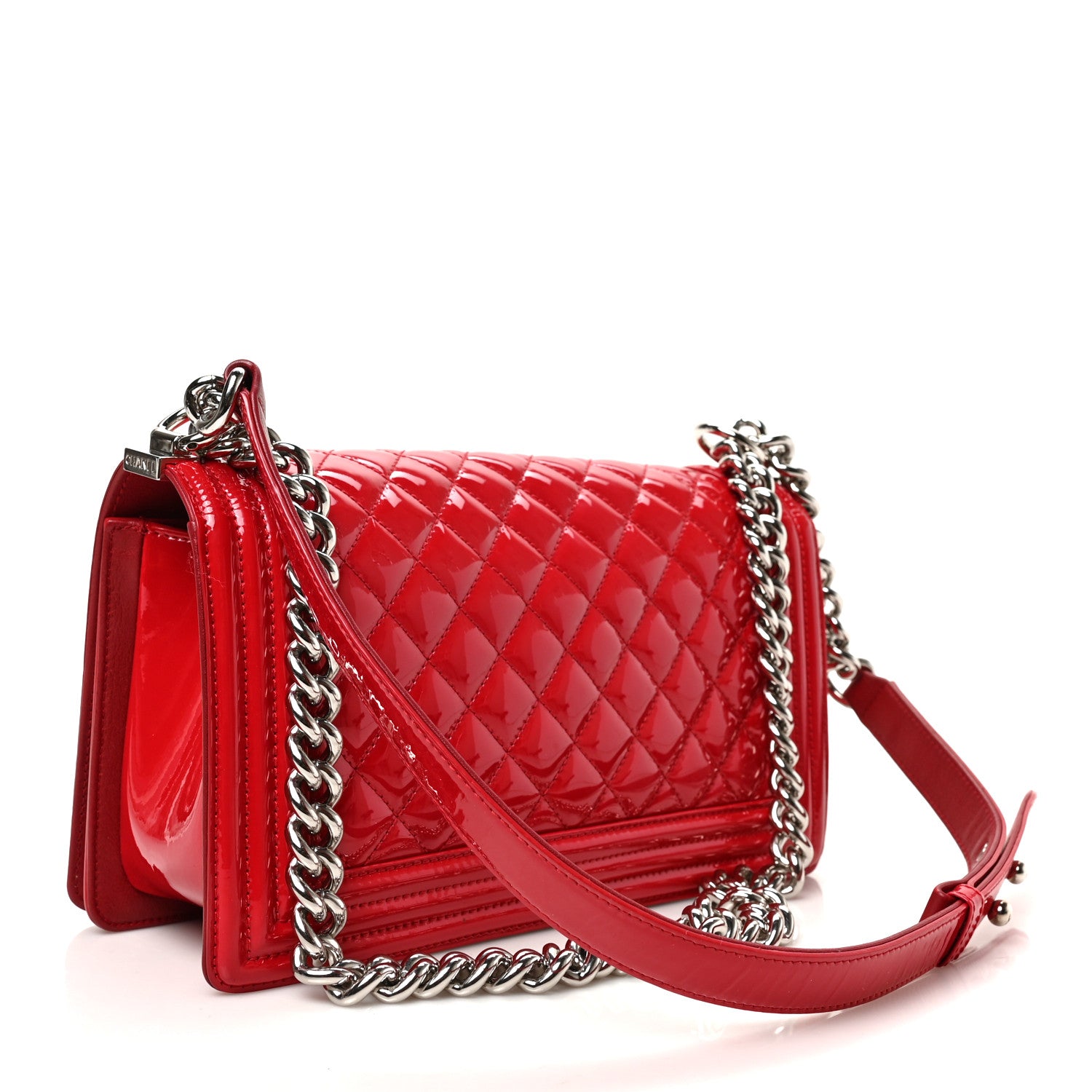 Chanel Patent Calfskin Quilted Medium Plexiglass Boy Flap Red 3 of 9