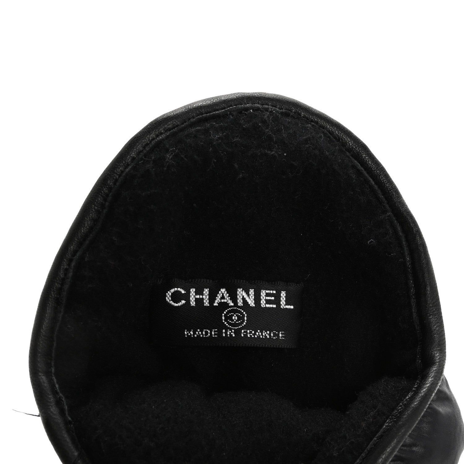 Chanel Lambskin Nylon Pearl CC Mittens 7.5 Black 3 of 5