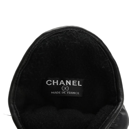 Chanel Lambskin Nylon Pearl CC Mittens 7.5 Black 3 of 5