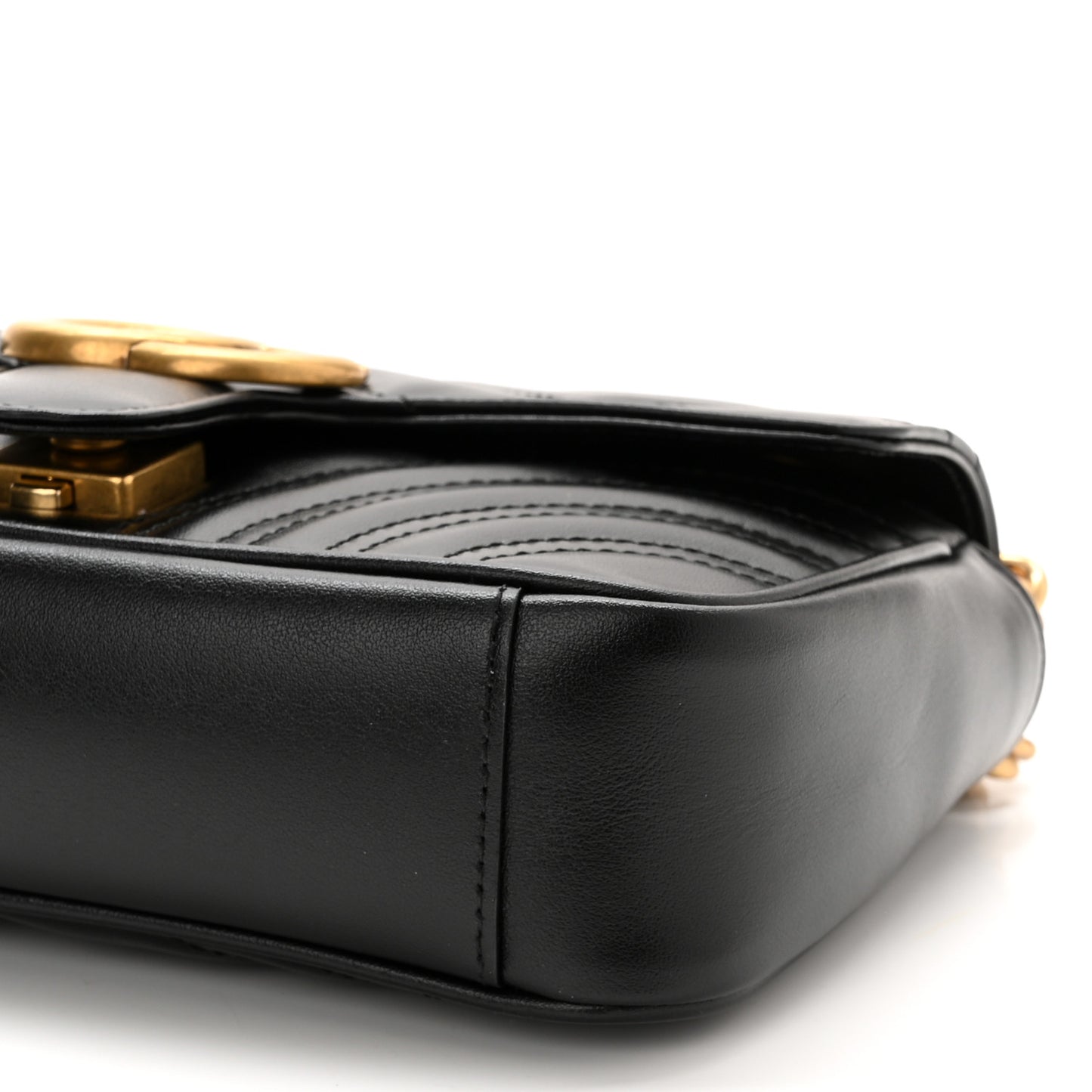 Calfskin Matelasse Mini GG Marmont Shoulder Bag Black