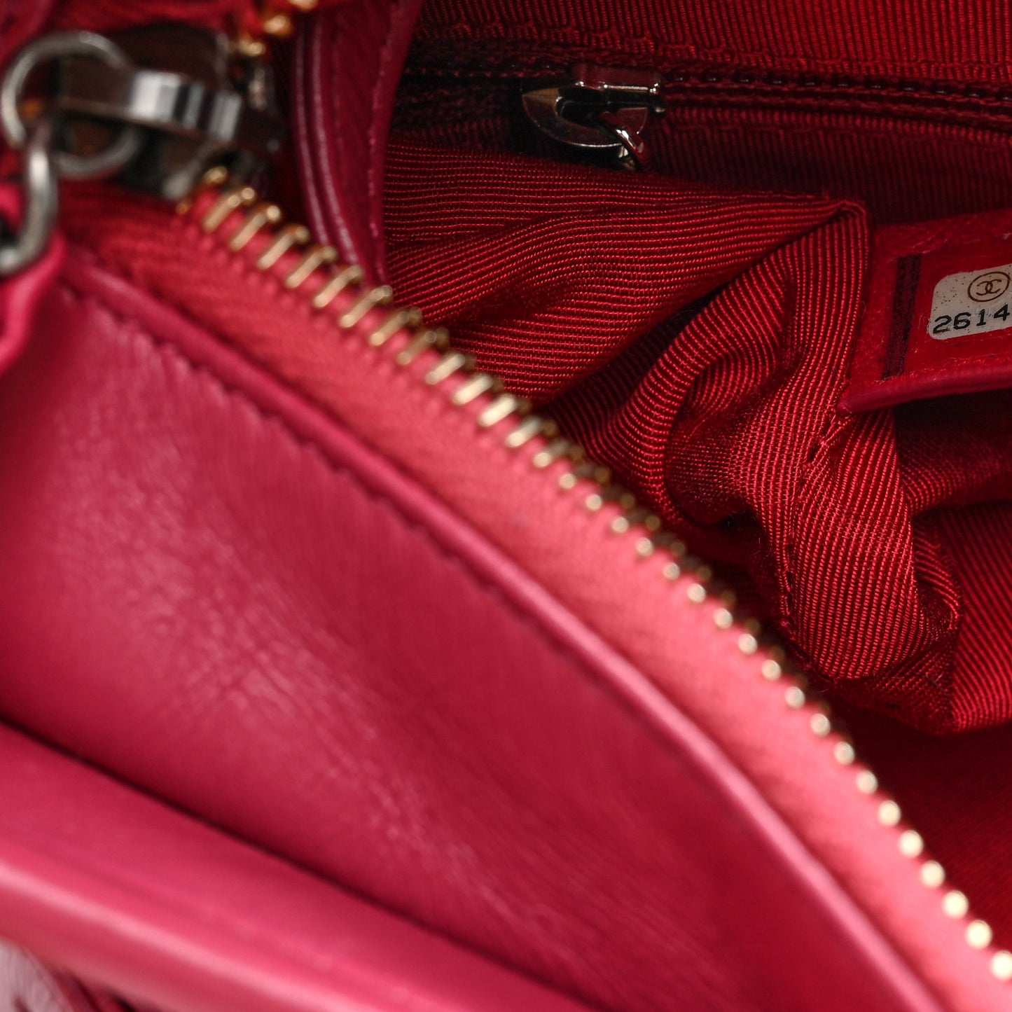 Aged Calfskin Chevron Quilted Small Gabrielle Hobo Dark Pink