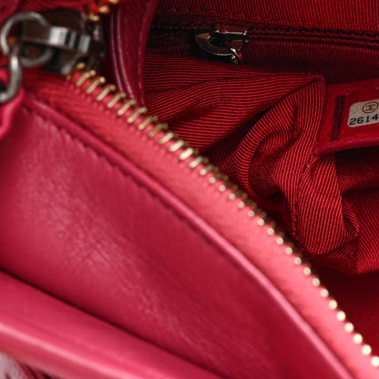 Chanel Aged Calfskin Chevron Quilted Small Gabrielle Hobo Dark Pink 7 of 10