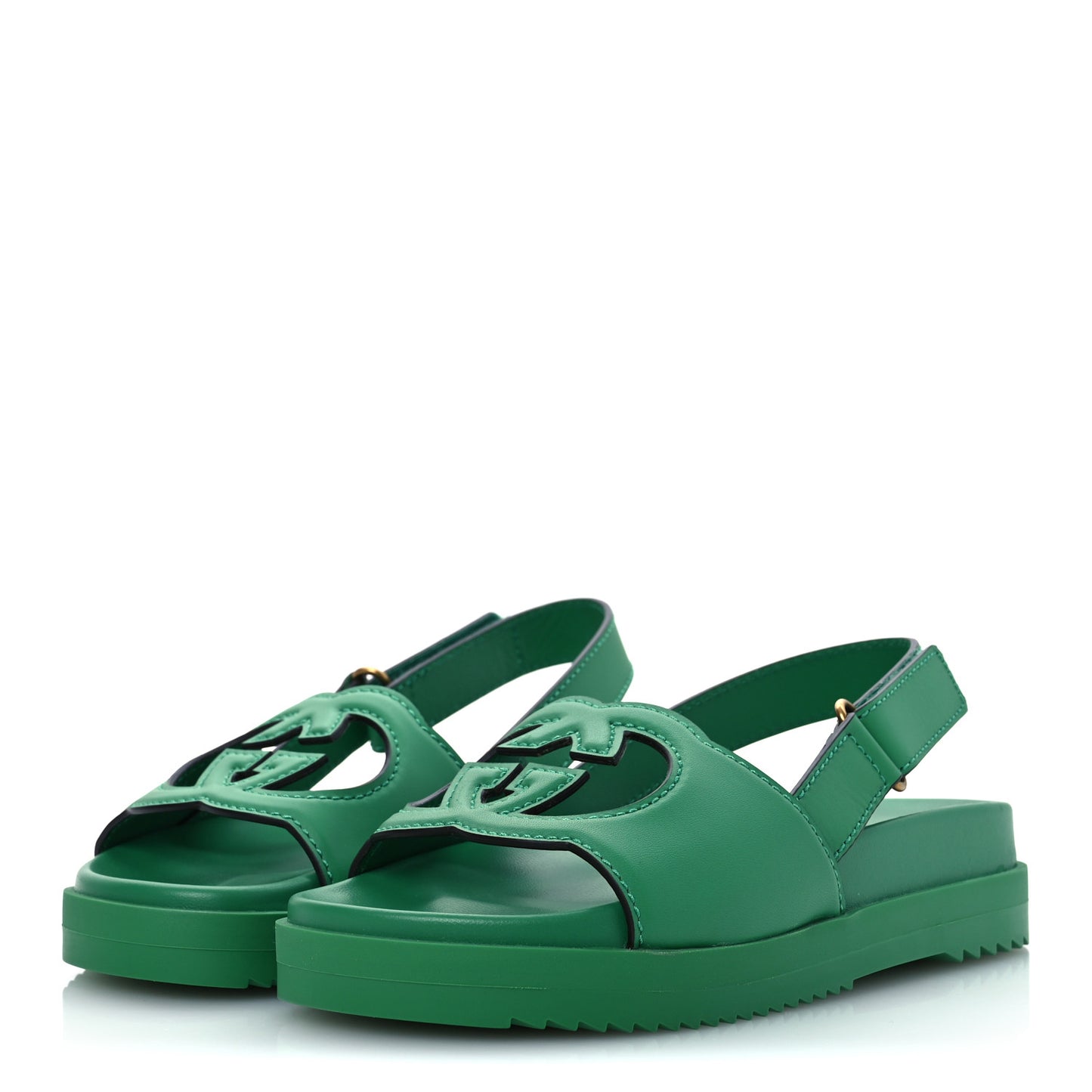 Calfskin Interlocking G Slingback Sandals 36.5 New Shamarock