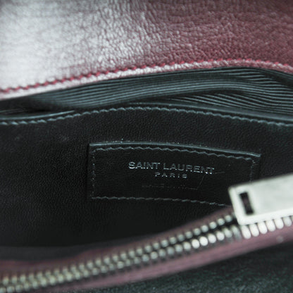 Saint Laurent Sheepskin Matelasse Chevron Monogram Medium College Bag Amaranto 6 of 7