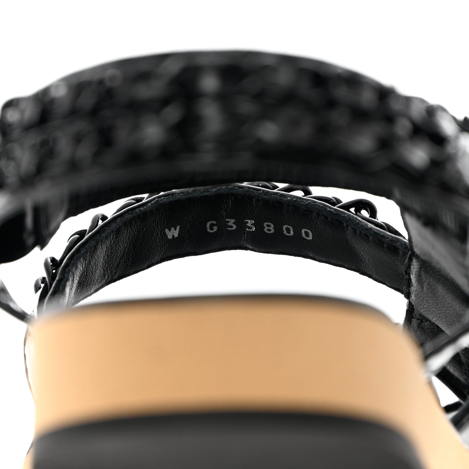 Chanel Laminated Goatskin Chain Sandals 36.5 Black 6 of 11