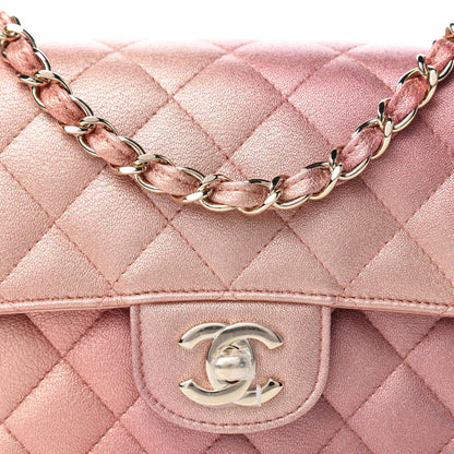 Chanel Metallic Lambskin Quilted Ombre Mini Rectangular Flap Pink 10 of 11