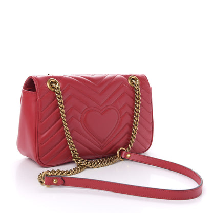 Gucci Calfskin Matelasse Small GG Marmont Shoulder Bag Hibiscus Red 3 of 10