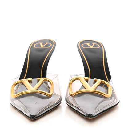 Valentino Garavani PVC Calfskin VLogo Pointed Toe 80mm Mules 40 Transparent 2 of 12