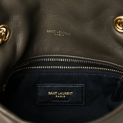 Saint Laurent Lambskin Quilted Toy Loulou Puffer Monogram Chain Satchel Khaki 7 of 11
