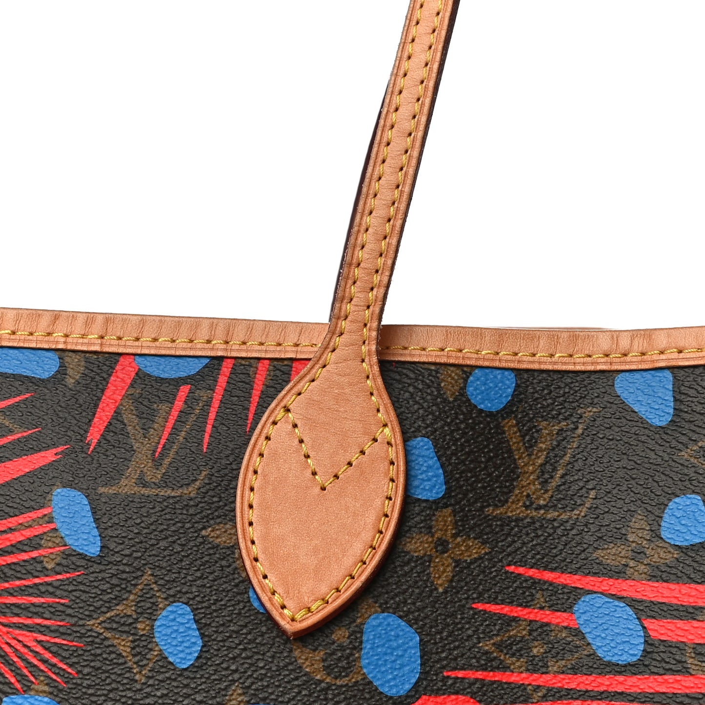 Monogram Jungle Dots Neo Neverfull MM Coquelicot Denim