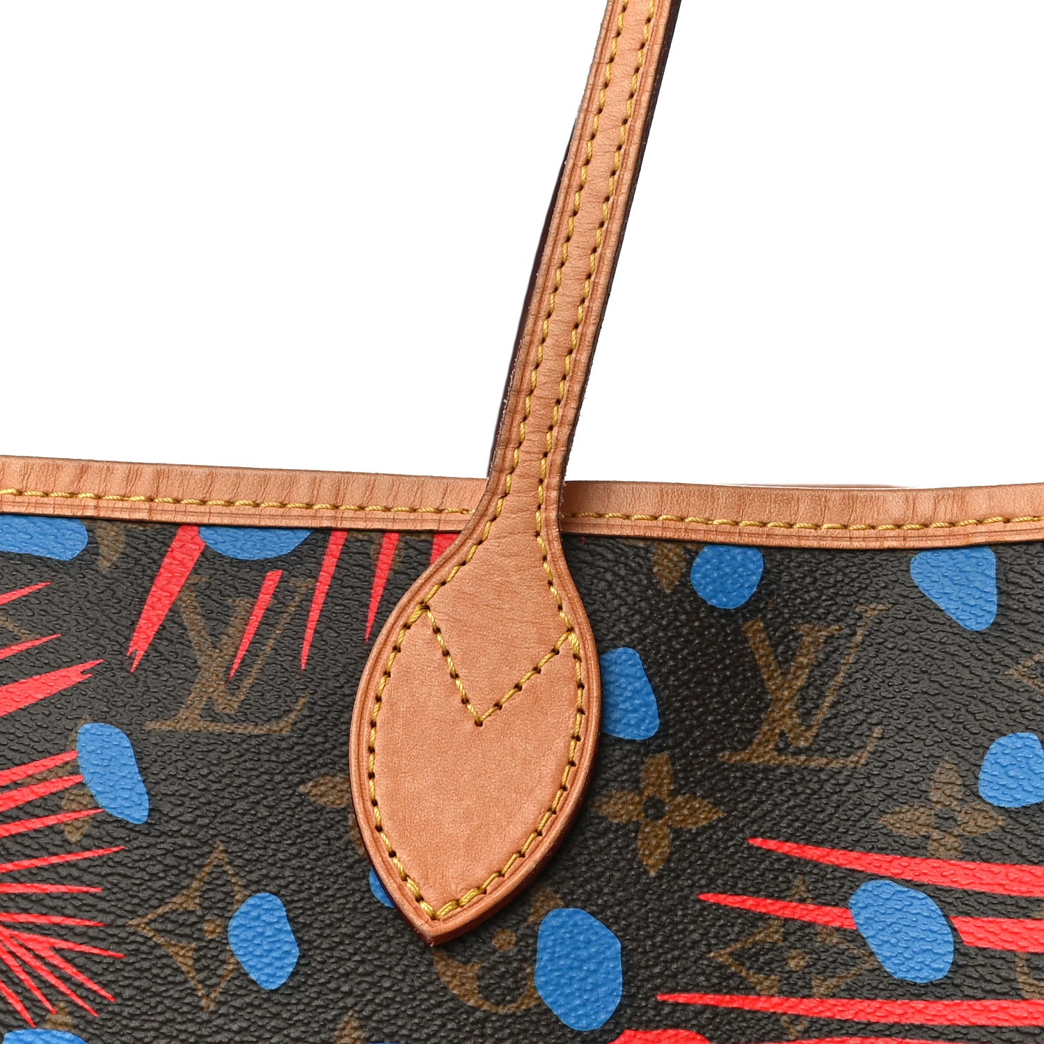 Louis Vuitton Monogram Jungle Dots Neo Neverfull MM Coquelicot Denim 13 of 15
