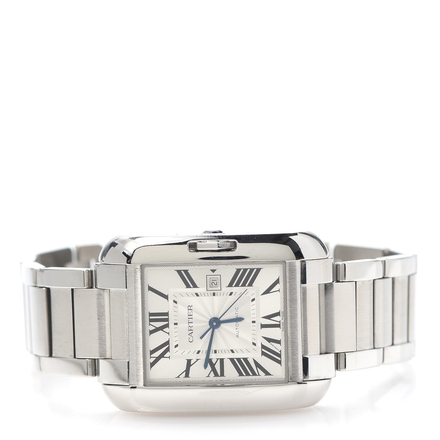Stainless Steel 30mm Tank Anglaise Automatic Watch