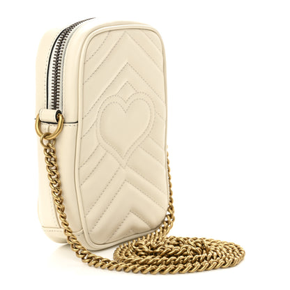 Gucci Calfskin Matelasse Mini GG Marmont Crossbody Bag White 3 of 10