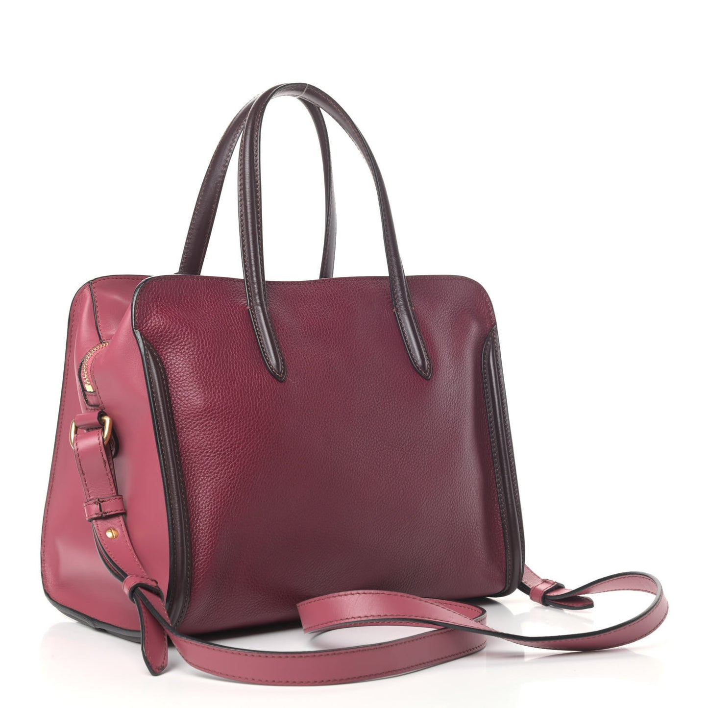 Pebbled Calfskin Small Skull Padlock Zip Around Tote Dark Pink