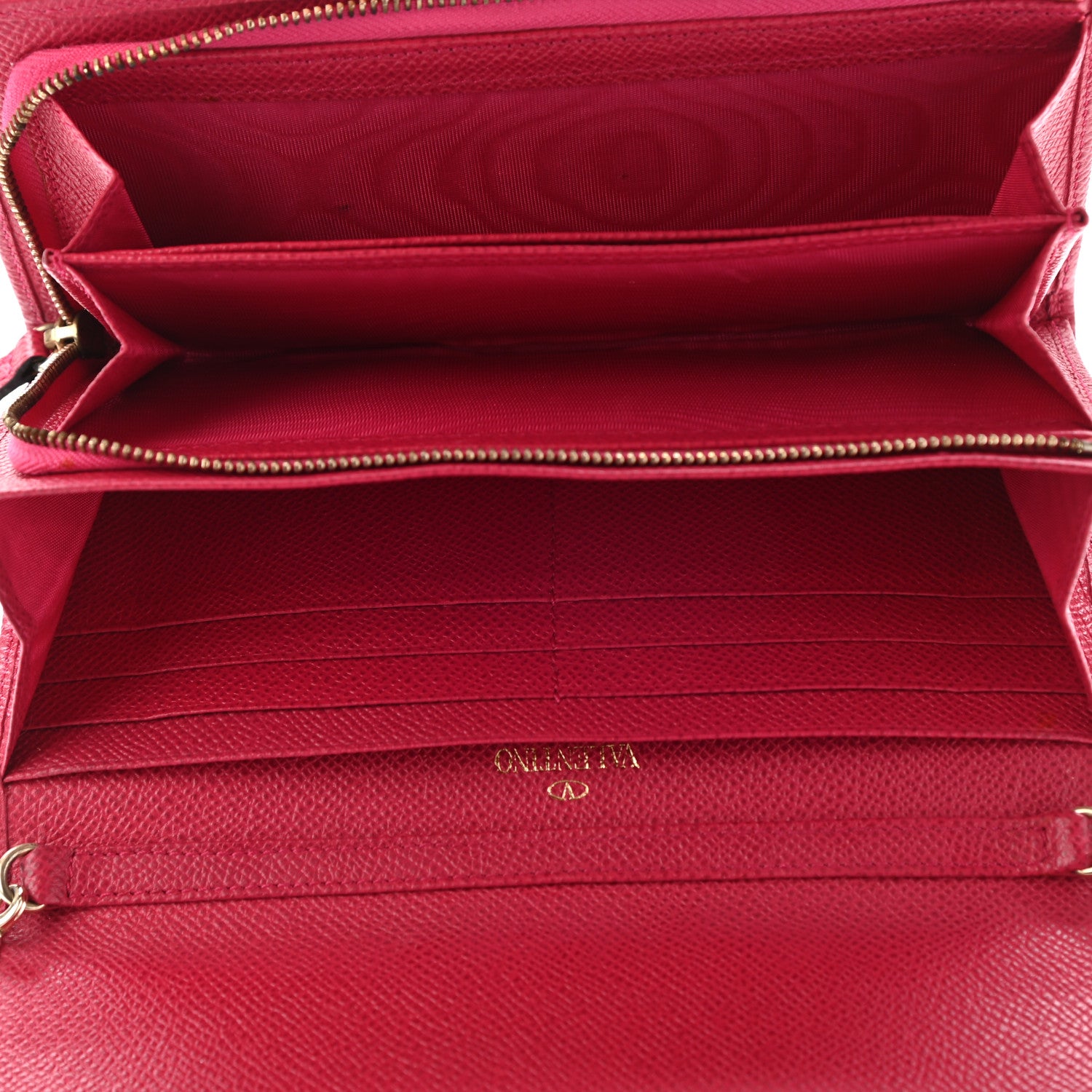 Valentino Garavani Grained Calfskin Wallet On Chain Red 5 of 9