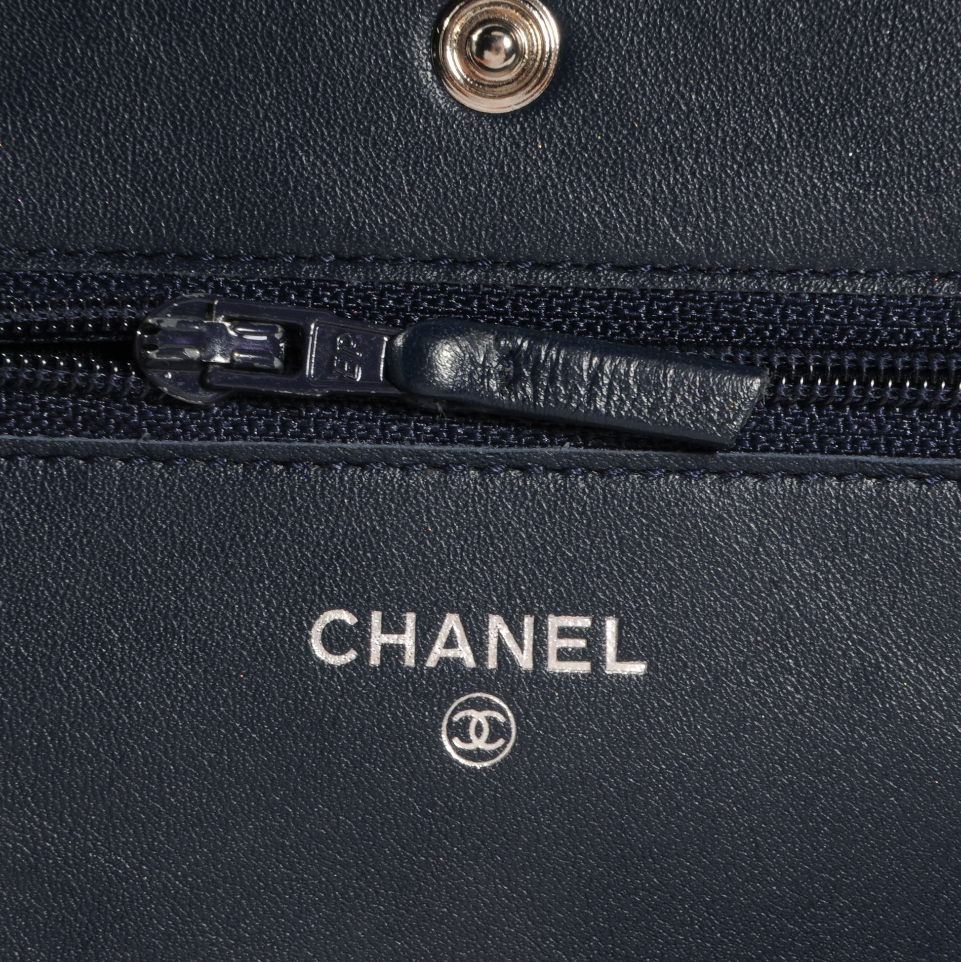 Chanel Caviar Timeless CC Wallet on Chain WOC Navy Blue 7 of 8