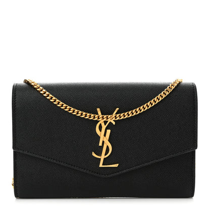Saint Laurent Grain de Poudre Uptown Chain Wallet Black 1 of 11