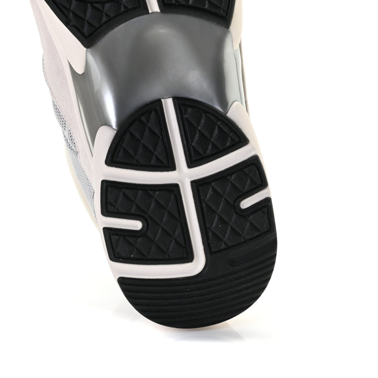 Nylon Calfskin Suede Womens CC Sneakers 40 Grey White