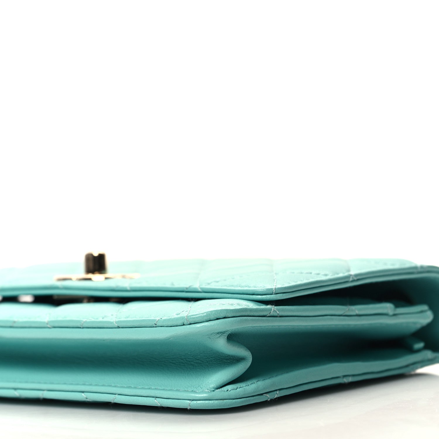 Chanel Lambskin Quilted Trendy CC Wallet On Chain WOC Turquoise 11 of 13