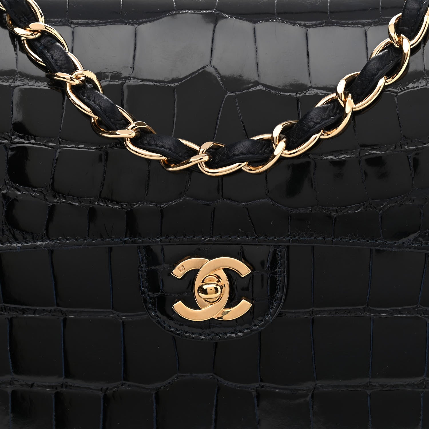 Chanel Alligator Jumbo Single Flap Dark Blue 8 of 10