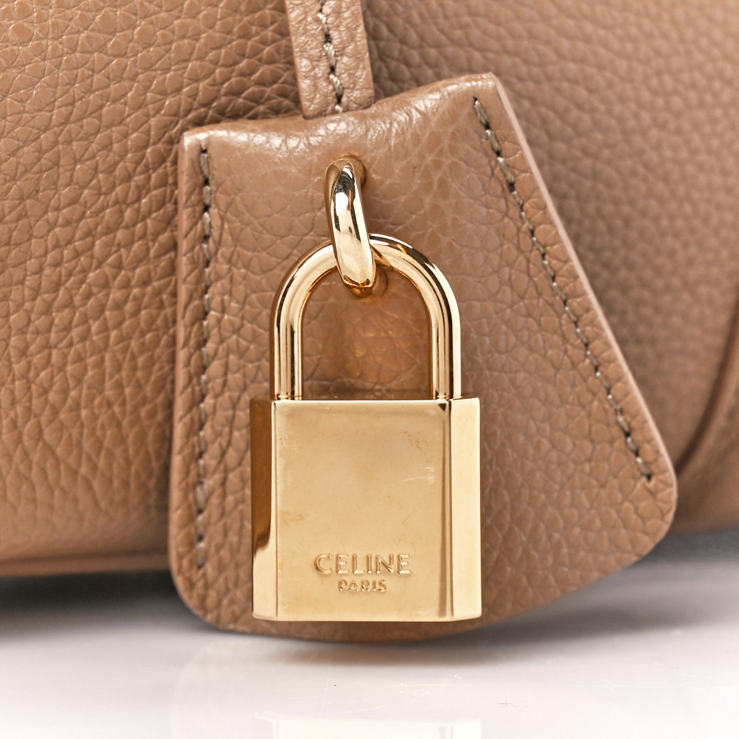 Grained Calfskin Small 16 Top Handle Bag Beige