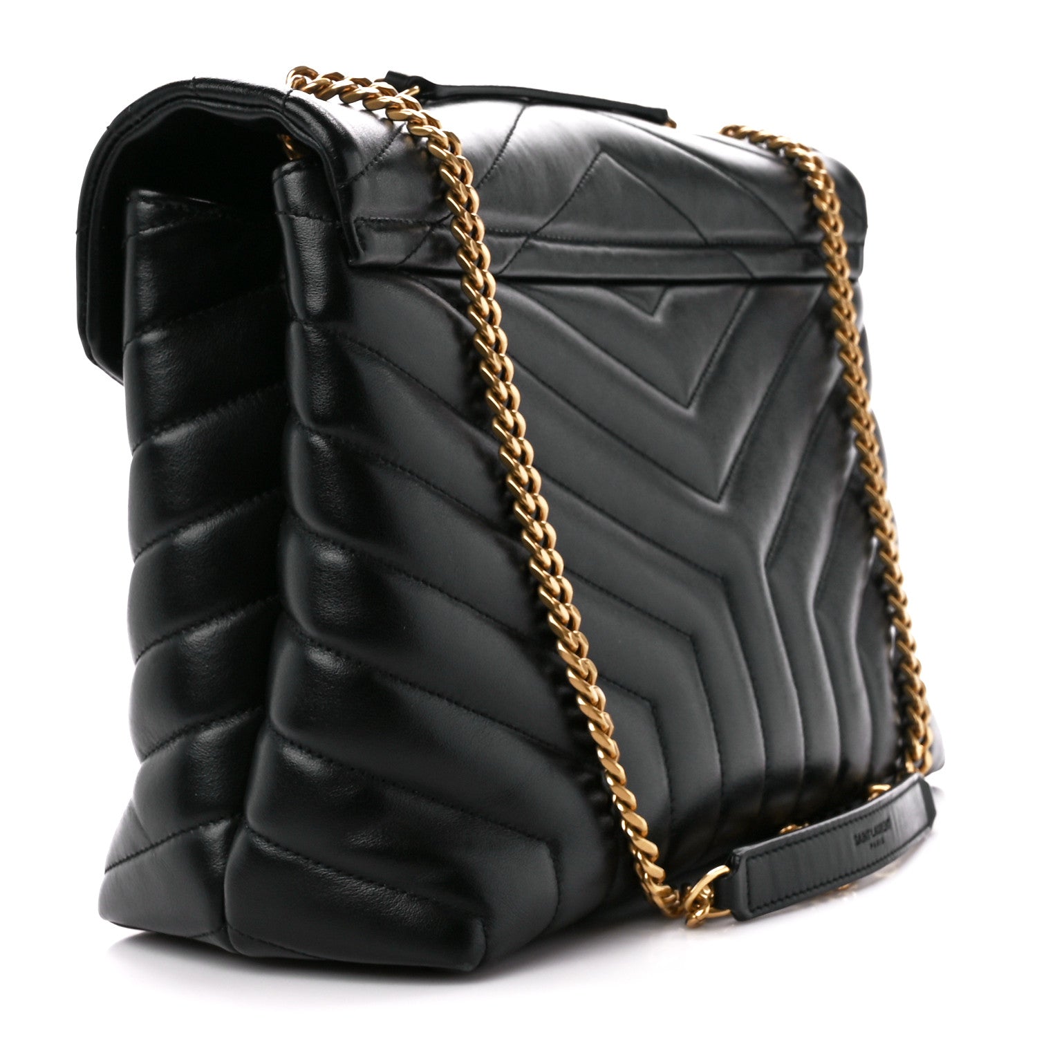 Saint Laurent Calfskin Y Quilted Monogram Medium Loulou Chain Satchel Black 3 of 11