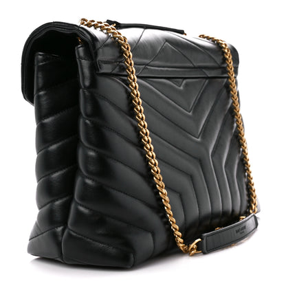 Saint Laurent Calfskin Y Quilted Monogram Medium Loulou Chain Satchel Black 3 of 11