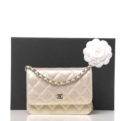 Chanel Iridescent Lambskin Quilted Mini Wallet On Chain WOC Ivory 12 of 12