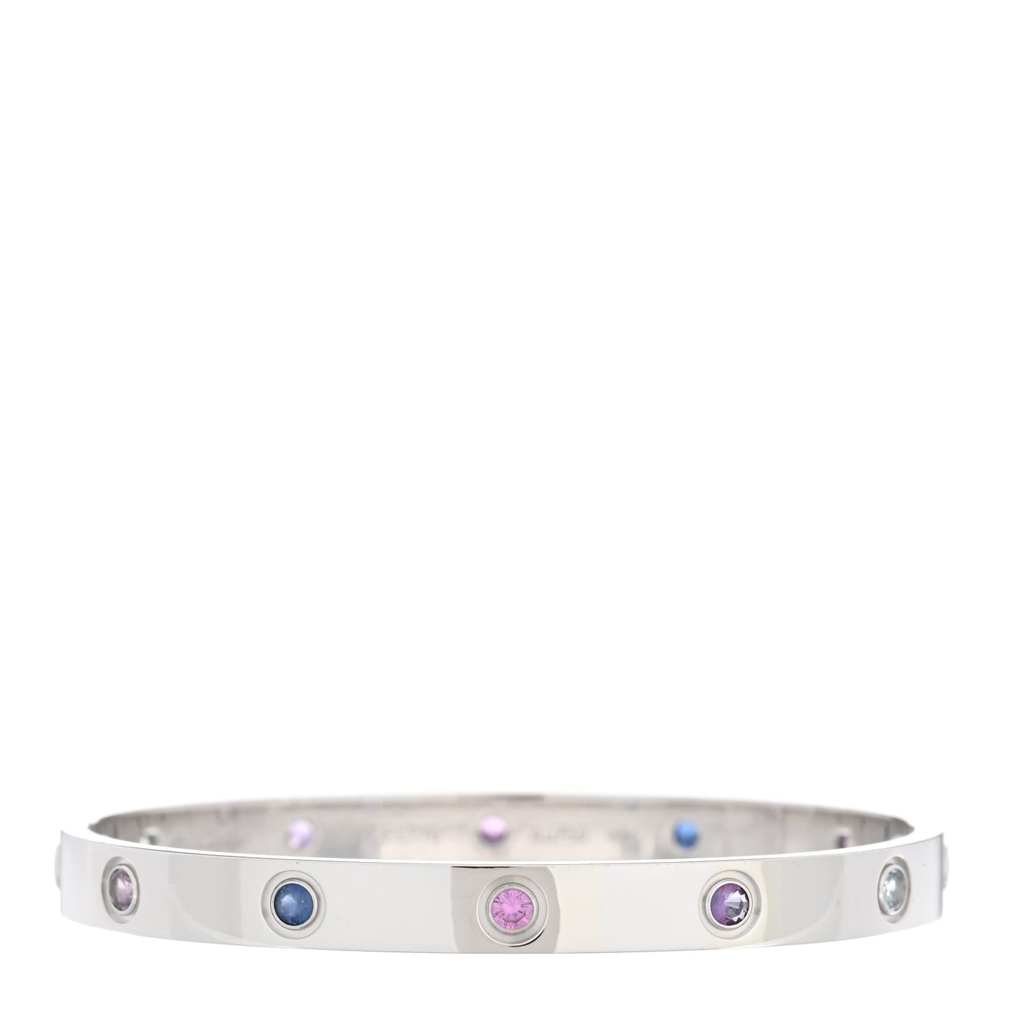18K White Gold Aquamarine Sapphire Spinel Amethyst LOVE Bracelet 17