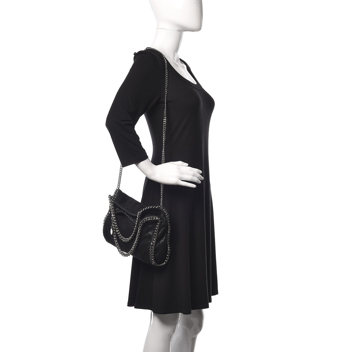 Shaggy Deer Mini Falabella Fold Over Tote Black