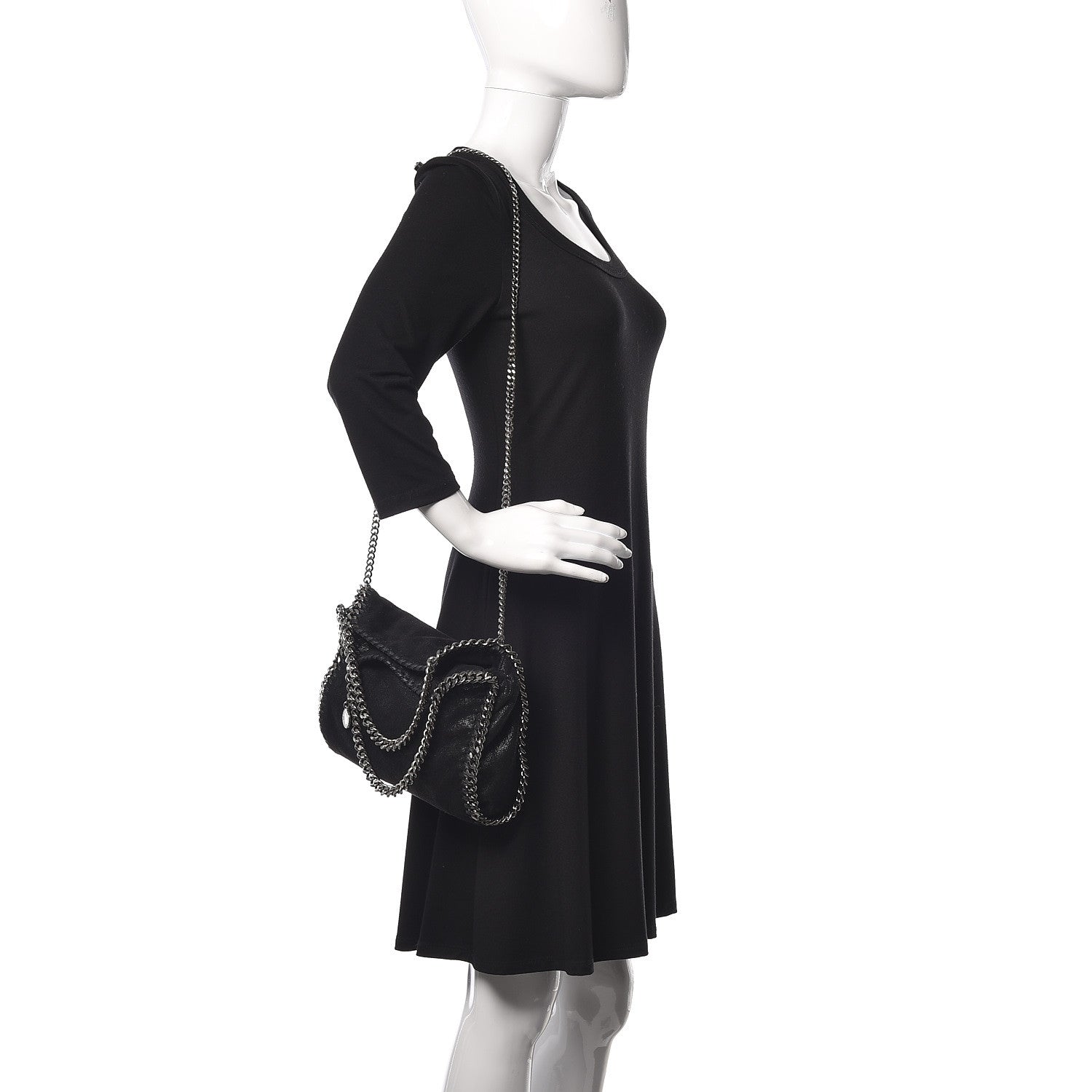 Stella McCartney Shaggy Deer Mini Falabella Fold Over Tote Black 3 of 10