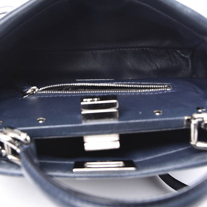 Fendi Nappa Mini Peekaboo Iconic Satchel Dark Blue 4 of 9