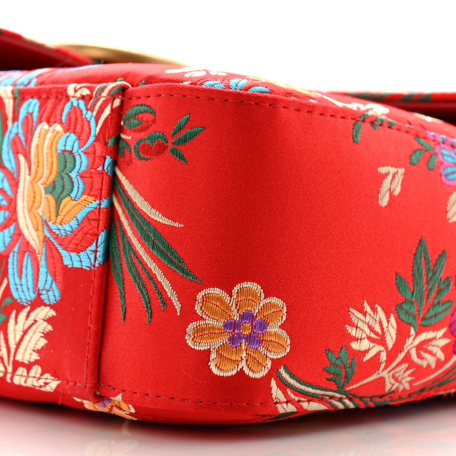 Gucci Jacquard Matelasse Floral Medium GG Marmont Shoulder Bag Red 10 of 12